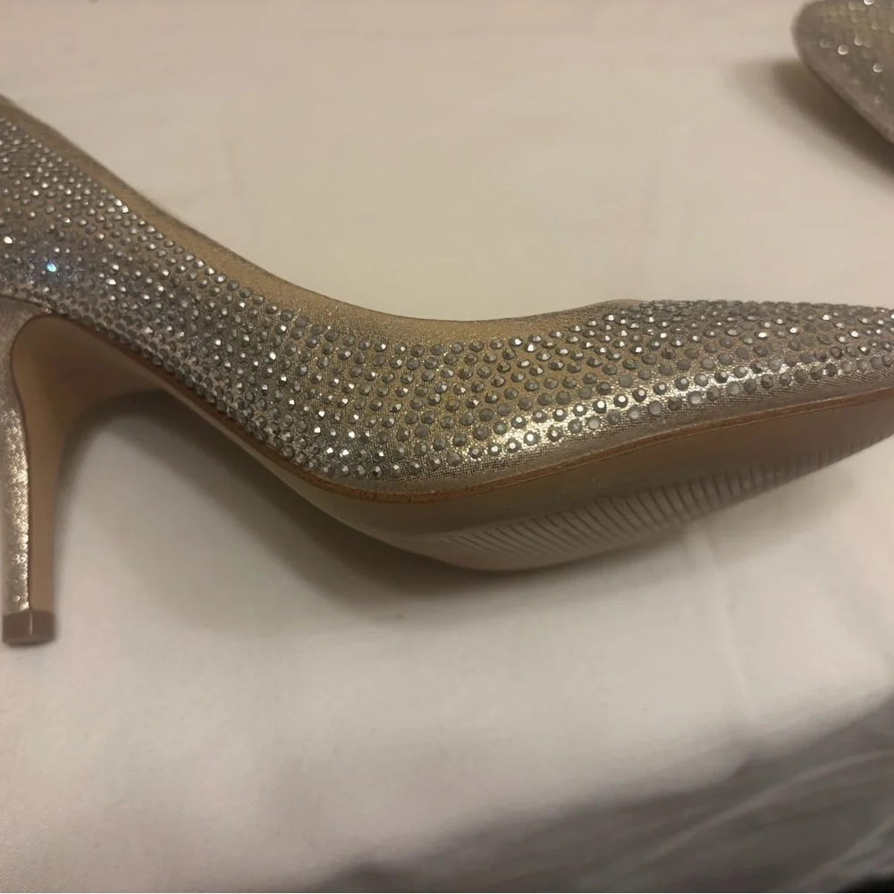 INC International Concepts Women's Glittering Silver Heels
